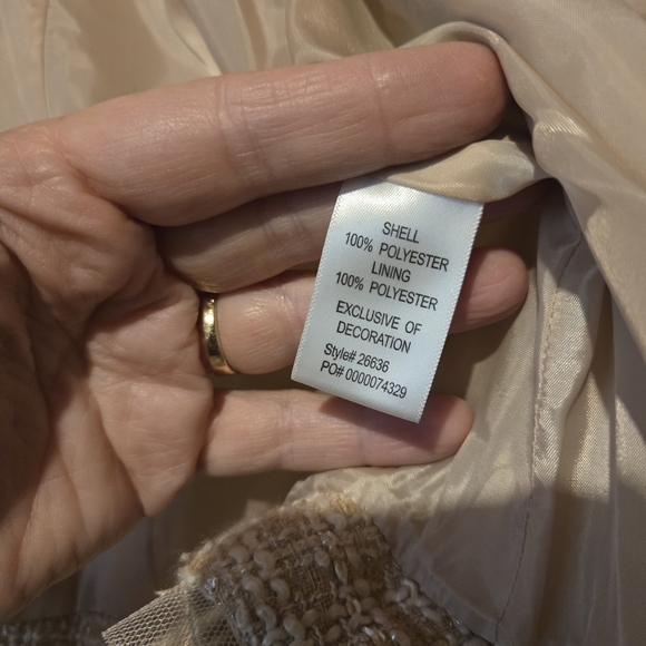 Berek Tan Tweed Lined Blazer with Ruffled Jeweled Trim Womens Medium - Picture 6 of 8